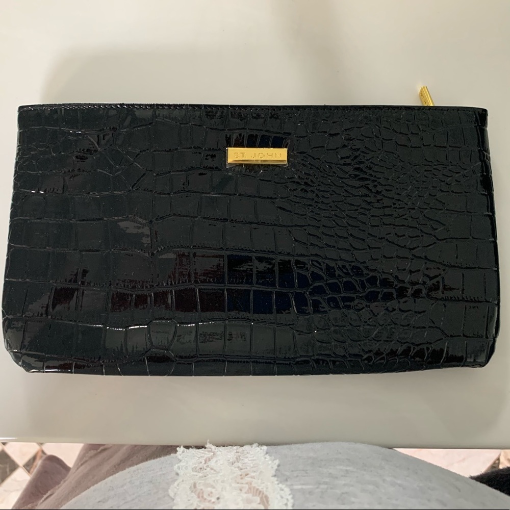St John faux croc clutch purse